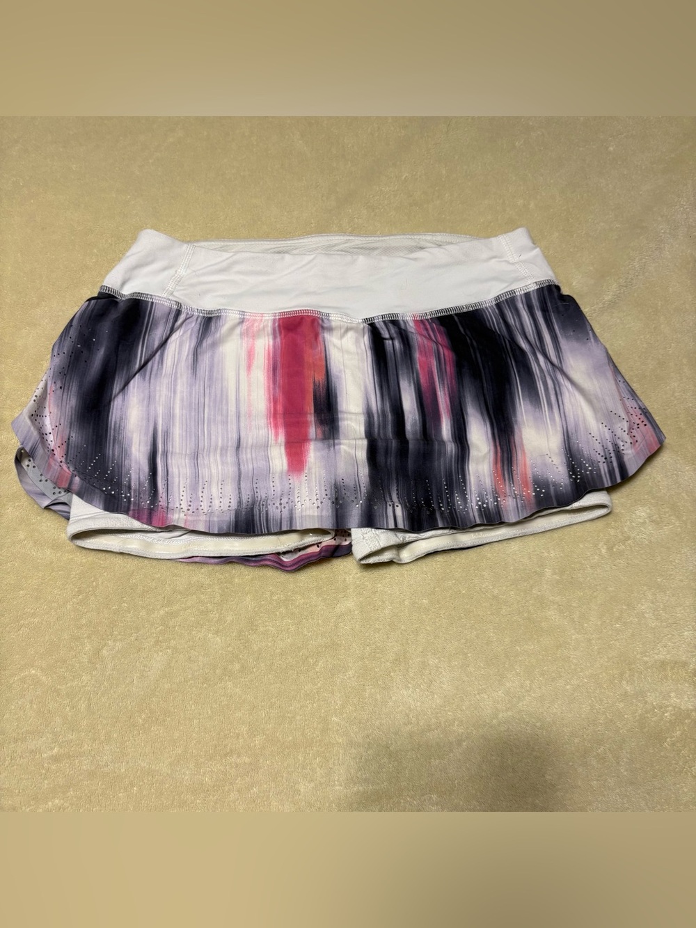 lululemon athletica White Skort with Pink and Black Brushstroke Print